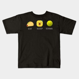 Eat sleep tennis repeat emoji emoticons graphic Kids T-Shirt